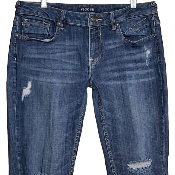 Vigoss The Thompson Tomboy Jeans Women's Mid Rise Relaxed Distressed Denim 31 - Picture 3 of 11